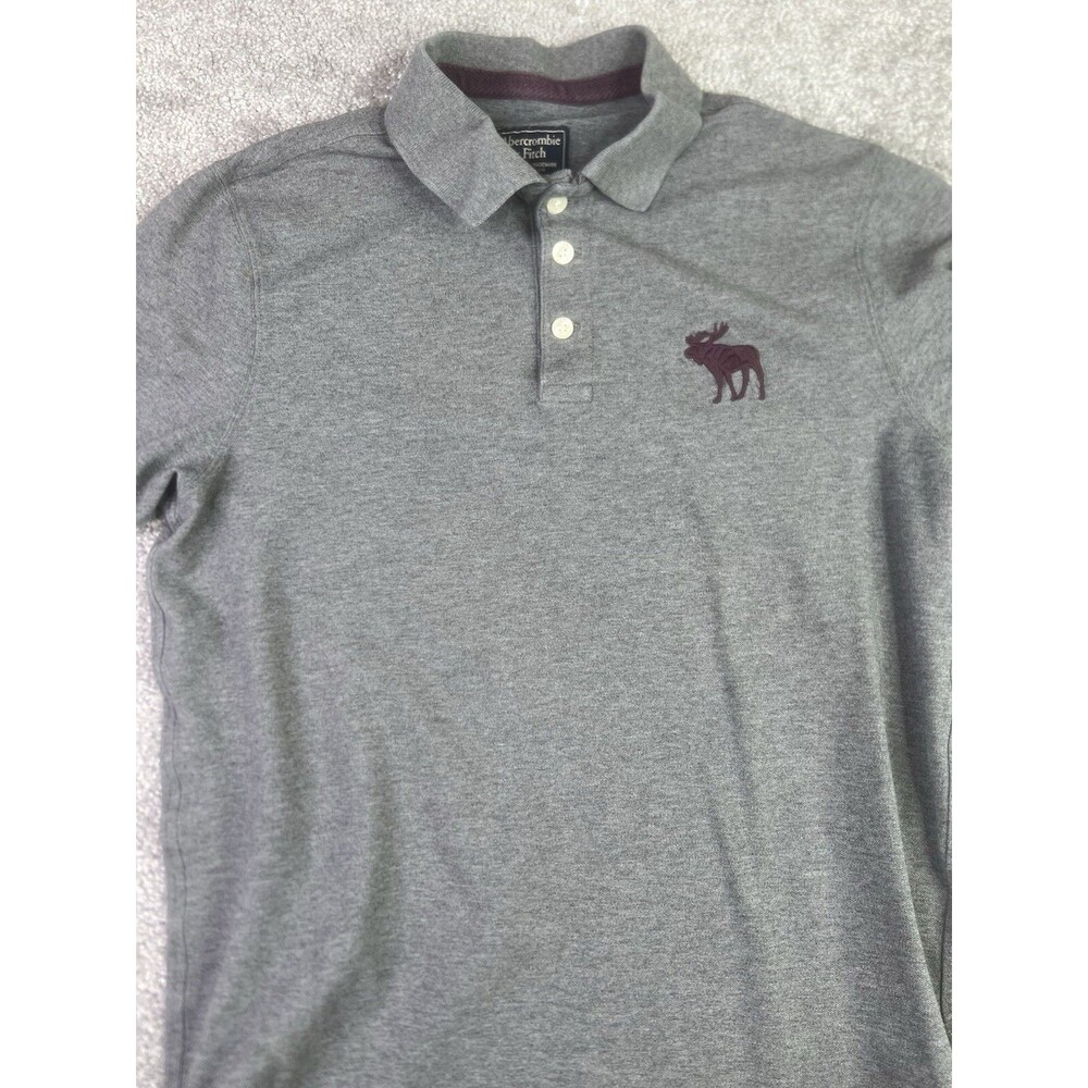 Abercrombie & Fitch Shirt Mens Medium Gray Short Sleeve Polo Casual Preppy Logo